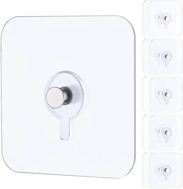 Main image of Uniclife 10 Pcs Self Adhesive Picture Hooks 40 lbs Load No Drill Screw Stickers 2.64" Heavy Duty Picture Hangers Without Nails Wall Hooks for Hanging Waterproof Frame Hangers Sticky Hooks for Bathroom