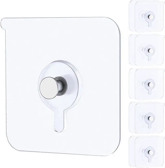 Main image of Uniclife 10 Pcs Adhesive Picture Hooks, No Drill Screw Stickers | 20 lbs load, 2.2" size, heavy duty picture hangers without nails, hooks for hanging frame hanger, for bathroom kitchen
