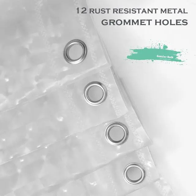 Alt view image 3 of 7 - 3D Crystal Clear Plastic Shower Curtain Liner, 72x72 Inch Thin Lightweight Ice Cube Plastic Bathroom Shower Showroom Inner Curtain with Rustproof Metal Grommet Holes and Weighted Magnets