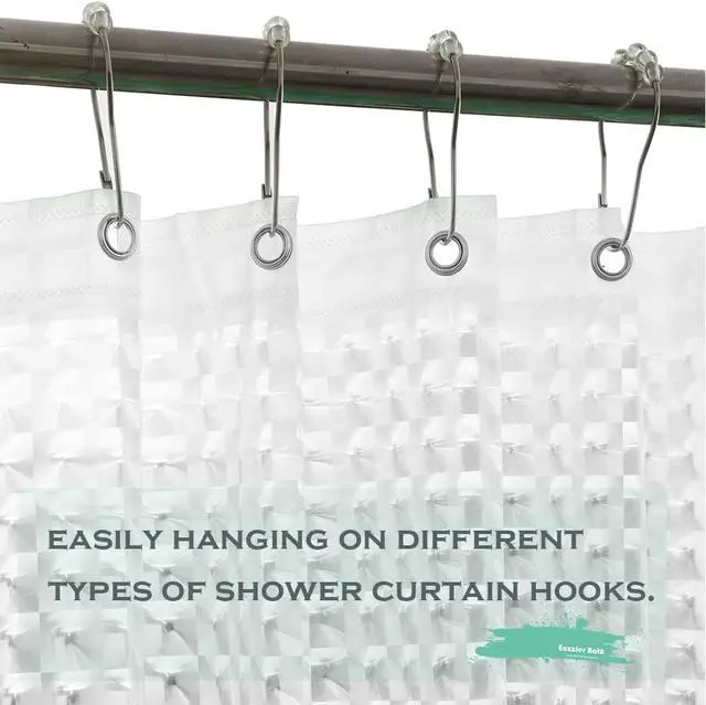 Alt view image 5 of 7 - 3D Crystal Clear Plastic Shower Curtain Liner, 72x72 Inch Thin Lightweight Ice Cube Plastic Bathroom Shower Showroom Inner Curtain with Rustproof Metal Grommet Holes and Weighted Magnets