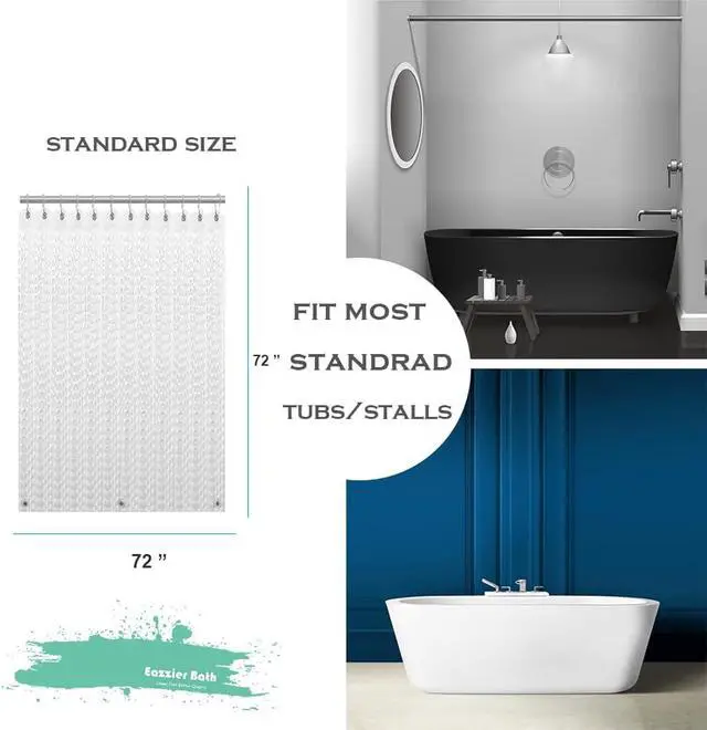 Alt view image 6 of 7 - 3D Crystal Clear Plastic Shower Curtain Liner, 72x72 Inch Thin Lightweight Ice Cube Plastic Bathroom Shower Showroom Inner Curtain with Rustproof Metal Grommet Holes and Weighted Magnets