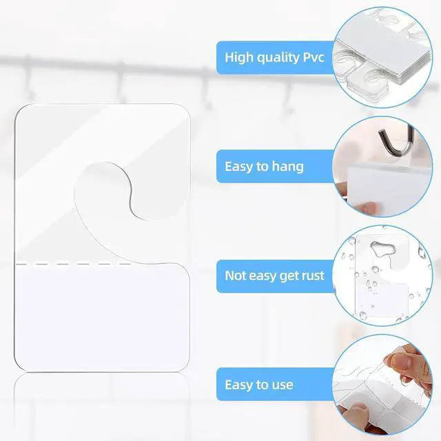 Alt view image 2 of 7 - Giantree 200 Pcs Clear Self Adhesive Hang Tabs Hooks, Heavy Duty J-Hook Hanging Tags Clear Plastic Hanger Tags for Retail Display in Business Shop Offices Home