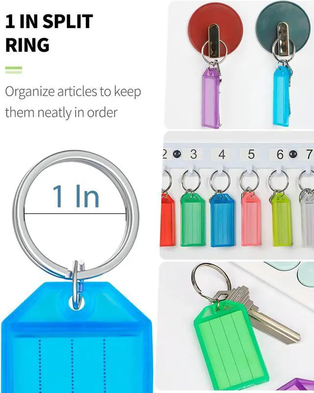 Alt view image 6 of 7 - Uniclife Key Tag Rack, Hook Style Wall Mount Key Holder | Plastic Hook-Style Wall Rack Keeps Labeled Keys Organized with Transparent Tough Key Tag Identifiers in 8 Assorted Colors.