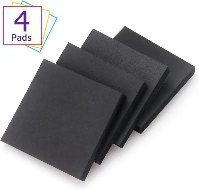 Alt view image 2 of 7 - Sticky Notes 3x3 inch, Self-Adhesive, 4 Pads, 90 Sheets/Pad (Black) | Strong Self-Stick Adhesive, Sticks Securely and Peels Cleanly