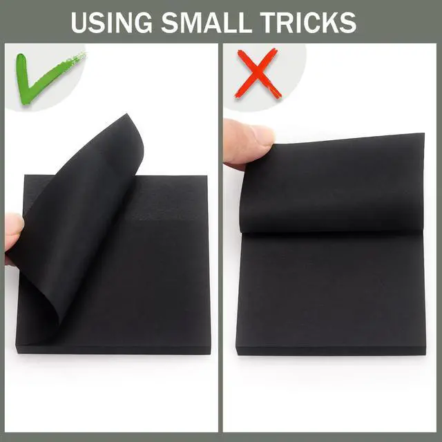 Alt view image 5 of 7 - Sticky Notes 3x3 inch, Self-Adhesive, 4 Pads, 90 Sheets/Pad (Black) | Strong Self-Stick Adhesive, Sticks Securely and Peels Cleanly