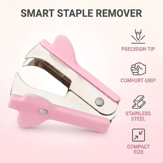 Alt view image 4 of 7 - 3Pcs Pink Staple Removers - Modern Plastic Staple Pullers with Non-Slip Handles | Easy-Grip Stapler Removal Tools for Students, Teachers | Perfect for Home, School & Office Use