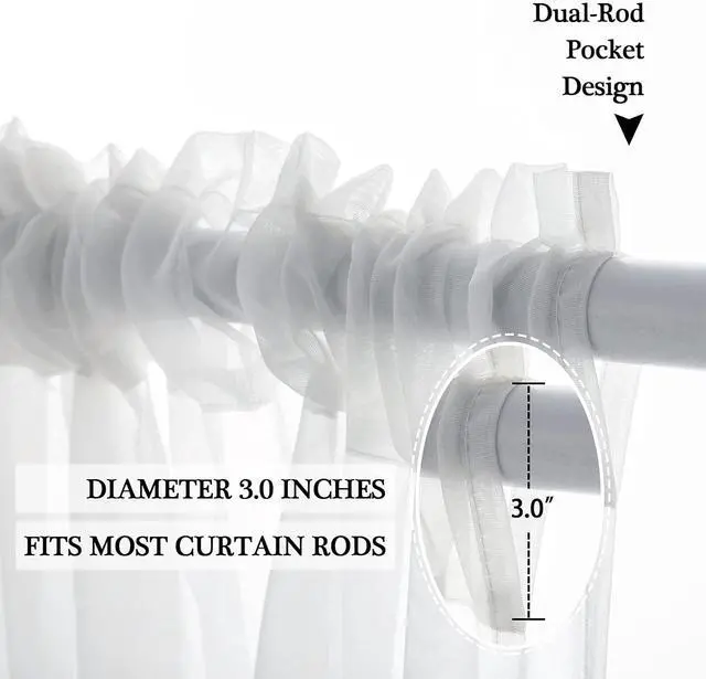 Alt view image 5 of 7 - MIULEE White Waterproof Outdoor Sheer Curtains for Patio 54W x 84L | Voile sheer fabric, 2 panels, waterproof, privacy protection, rod pocket hanging, suitable for porch, pergola, cabana, gazebo