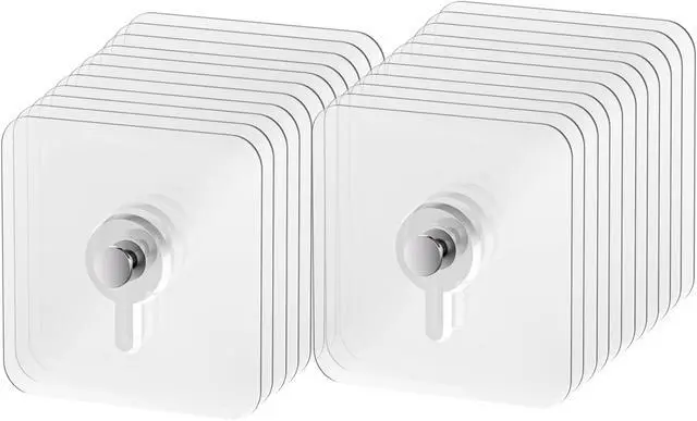 Alt view image 7 of 7 - 22 Pcs Adhesive Picture Hooks, 25 Ibs Load Heavy Duty Self Adhesive Wall Hooks for Hanging, Waterproof Picture Hangers Without Nails for Bathroom Kitchen, Transparent Sticky Hooks for Frames