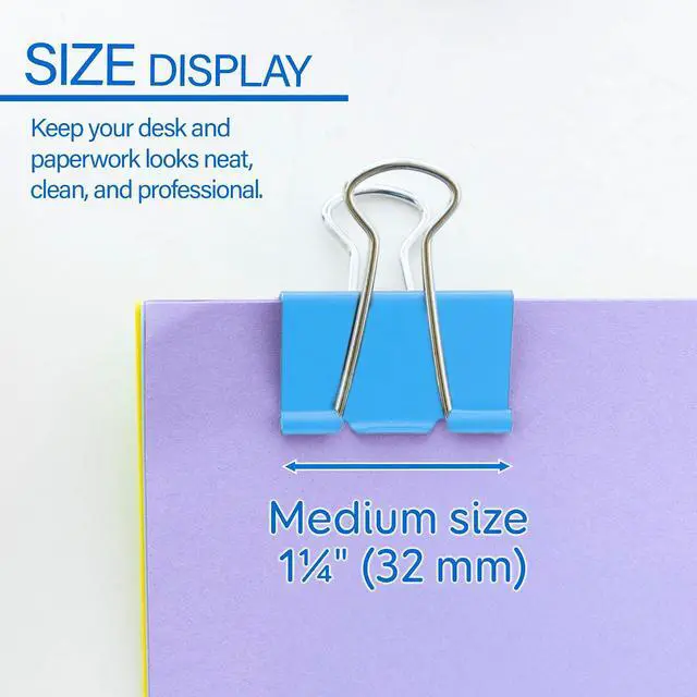 Alt view image 2 of 7 - BAZIC Assorted Color Binder Clip 2 Inch (51mm) (272) | assorted color binder clips, clamp paper stacks tight and hold without staples or folds