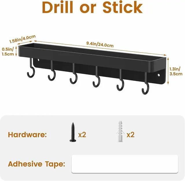 Alt view image 7 of 7 - niffgaff Black Key Holder Wall Mount, Stainless Steel Self Adhesive Hooks Rack with Shelf, No Drill Key Hanger for Door and Wall