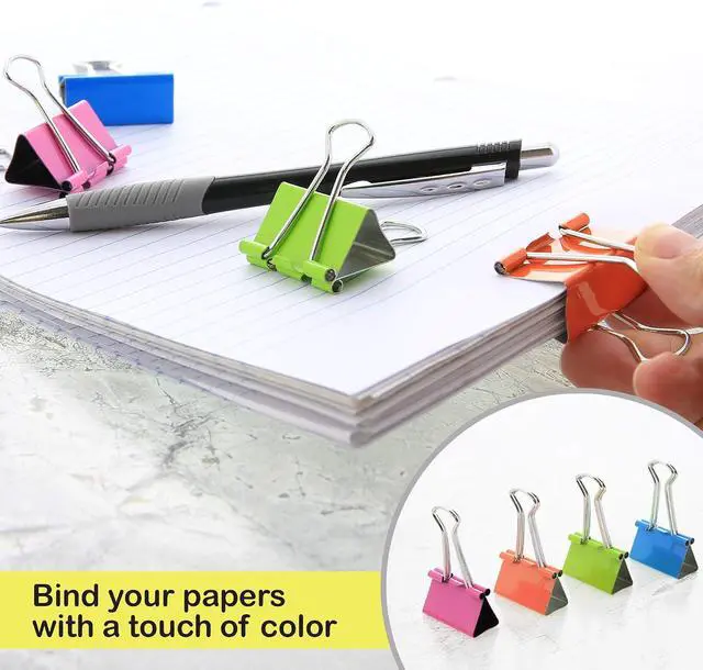Alt view image 5 of 7 - BAZIC Assorted Color Binder Clip 2 Inch (51mm) (272) | assorted color binder clips, clamp paper stacks tight and hold without staples or folds