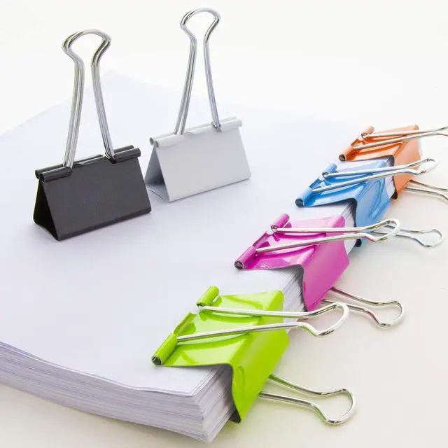 Alt view image 6 of 7 - BAZIC Assorted Color Binder Clip 2 Inch (51mm) (272) | assorted color binder clips, clamp paper stacks tight and hold without staples or folds