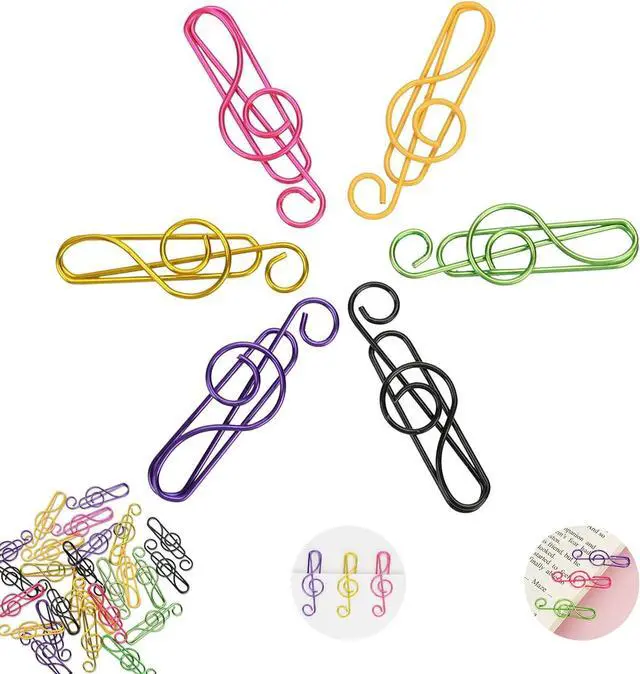 Main image of Paper Clips, 30 Pcs Colorful Music Note Paper Clip for Notebooks | Cute Music Heavy Duty Paper Clips, Decorative Bookmarks & Planner Clips for Teachers, Students, Music Lovers