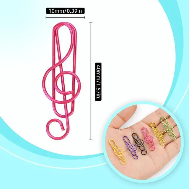 Alt view image 2 of 7 - Paper Clips, 30 Pcs Colorful Music Note Paper Clip for Notebooks | Cute Music Heavy Duty Paper Clips, Decorative Bookmarks & Planner Clips for Teachers, Students, Music Lovers