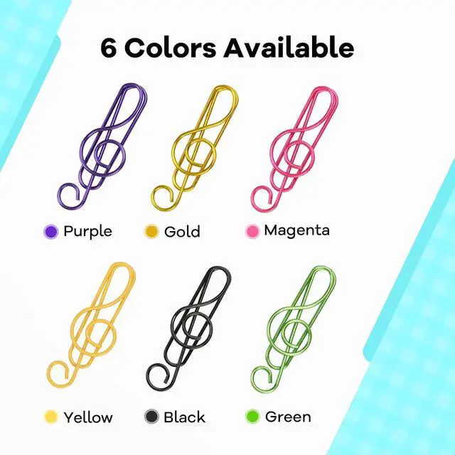Alt view image 3 of 7 - Paper Clips, 30 Pcs Colorful Music Note Paper Clip for Notebooks | Cute Music Heavy Duty Paper Clips, Decorative Bookmarks & Planner Clips for Teachers, Students, Music Lovers
