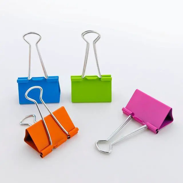 Alt view image 7 of 7 - BAZIC Assorted Color Binder Clip 2 Inch (51mm) (272) | assorted color binder clips, clamp paper stacks tight and hold without staples or folds