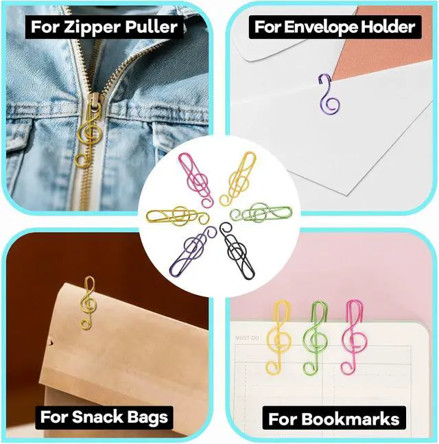 Alt view image 5 of 7 - Paper Clips, 30 Pcs Colorful Music Note Paper Clip for Notebooks | Cute Music Heavy Duty Paper Clips, Decorative Bookmarks & Planner Clips for Teachers, Students, Music Lovers