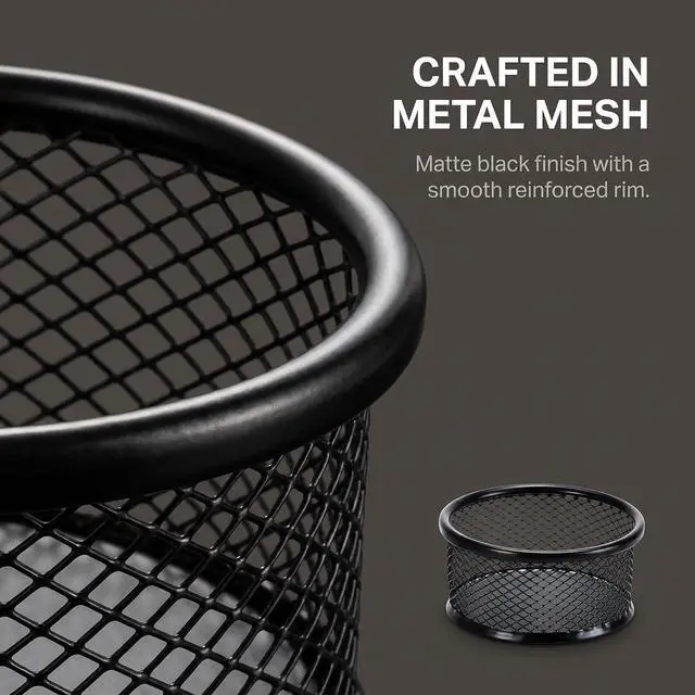 Alt view image 3 of 7 - 1Pc Black Metal Paper Clip Holder Mesh Paperclip Bowl Binder Clip Dispenser Desk Bobby Pin Container Organizer for Home Office Classroom School,Paper Clip Holders,Desk Supplies Holders and Dispensers