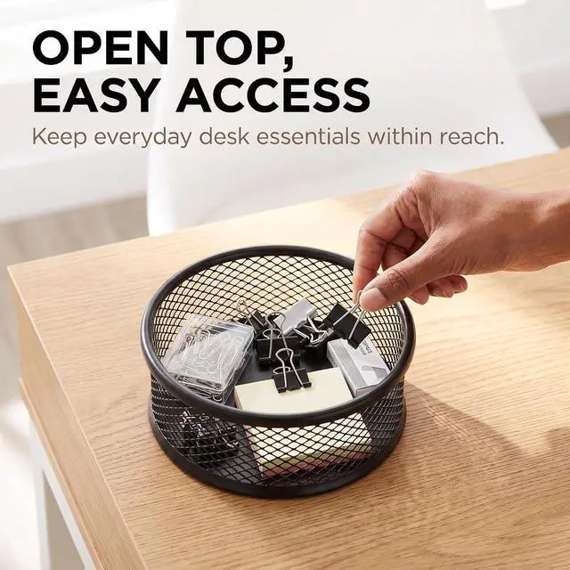 Alt view image 4 of 7 - 1Pc Black Metal Paper Clip Holder Mesh Paperclip Bowl Binder Clip Dispenser Desk Bobby Pin Container Organizer for Home Office Classroom School,Paper Clip Holders,Desk Supplies Holders and Dispensers