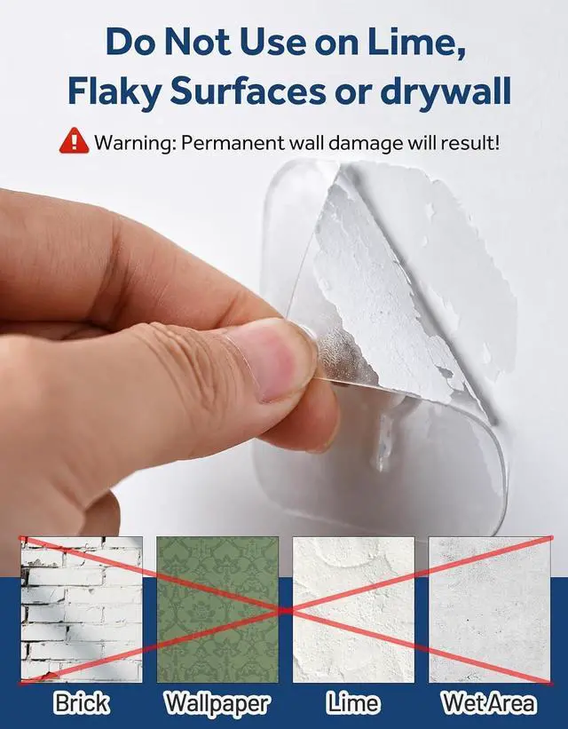 Alt view image 5 of 7 - 30 Pcs Adhesive Picture Hooks, 20 Ibs Load Heavy Duty Self Adhesive Wall Hooks for Hanging, Waterproof Picture Hangers Without Nails for Bathroom Kitchen, Transparent Sticky Hooks for Frames