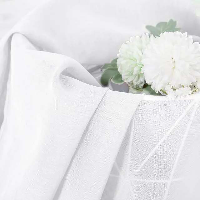 Alt view image 4 of 7 - Tollpiz White Sheer Valance Linen Textured Bedroom Valance Curtains Sheer Light Filtering Rod Pocket Voile Curtain Valances for Living Room, 54 x 16 inches Long, Set of 1 Panel