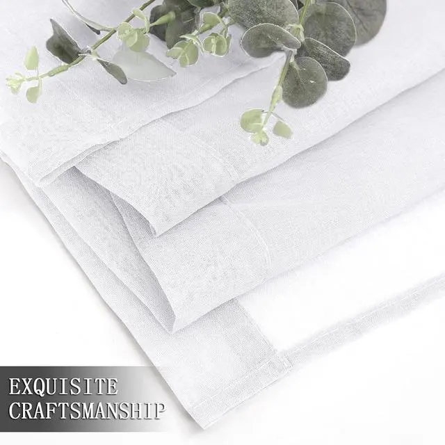 Alt view image 5 of 7 - Tollpiz White Sheer Valance Linen Textured Bedroom Valance Curtains Sheer Light Filtering Rod Pocket Voile Curtain Valances for Living Room, 54 x 16 inches Long, Set of 1 Panel