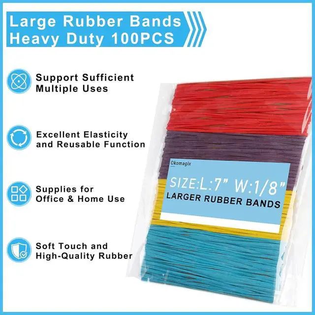 Alt view image 3 of 7 - Large Rubber Bands Heavy Duty, 7 Inch, 100Pcs, Long Rubber Band
