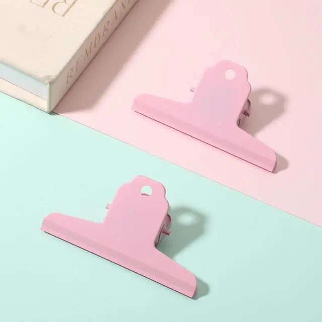 Alt view image 3 of 7 - 2 Pcs Dog Food Bag Clip Pink Metal Bulldog Clips 4" Wide Large Bull Clips Stainless Steel Binders Clip Jumbo Paper Clamps Durable Large Hinge Clipss Strong Clamping Force for Crafts, Paper, and Office