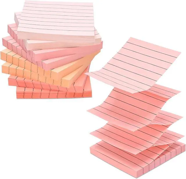 Main image of BAYTORY 640 Sheets Gradient Pop Paper Up Sticky Notes, Lined Sticky Notes | Colorful Self-Stick Note 3 x 3 in, Memo Pads for Home Office School Supplies (Gradient Pink)