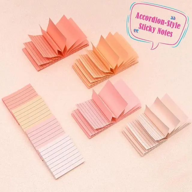 Alt view image 3 of 7 - BAYTORY 640 Sheets Gradient Pop Paper Up Sticky Notes, Lined Sticky Notes | Colorful Self-Stick Note 3 x 3 in, Memo Pads for Home Office School Supplies (Gradient Pink)