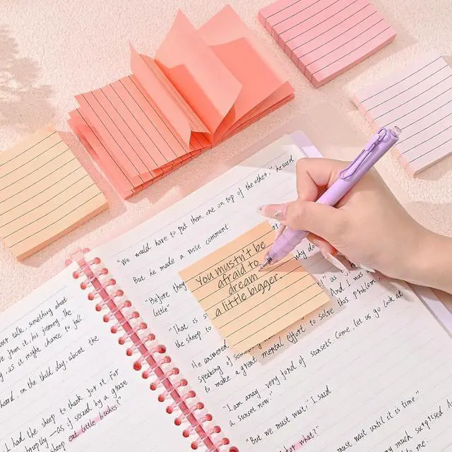 Alt view image 5 of 7 - BAYTORY 640 Sheets Gradient Pop Paper Up Sticky Notes, Lined Sticky Notes | Colorful Self-Stick Note 3 x 3 in, Memo Pads for Home Office School Supplies (Gradient Pink)