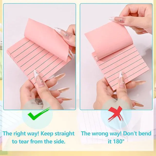 Alt view image 6 of 7 - BAYTORY 640 Sheets Gradient Pop Paper Up Sticky Notes, Lined Sticky Notes | Colorful Self-Stick Note 3 x 3 in, Memo Pads for Home Office School Supplies (Gradient Pink)