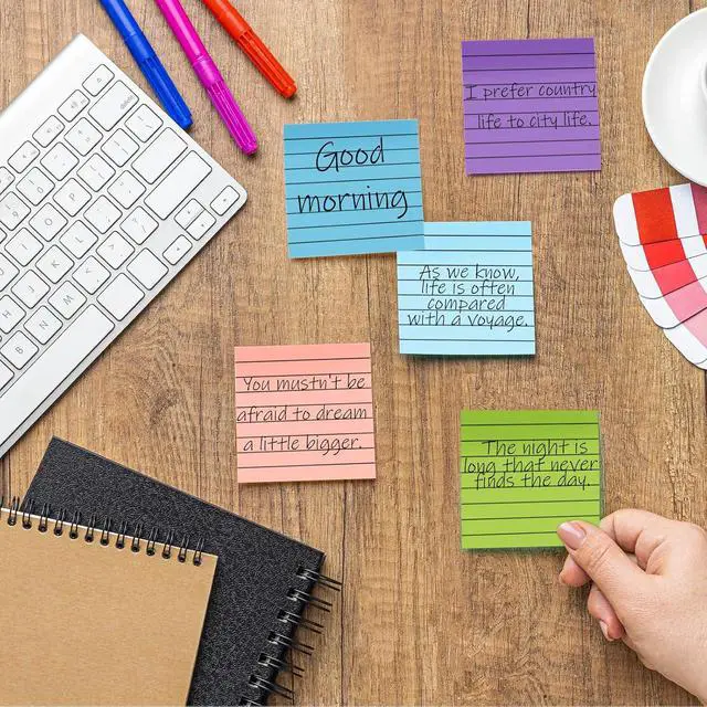 Alt view image 7 of 7 - BAYTORY 640 Sheets Gradient Pop Paper Up Sticky Notes, Lined Sticky Notes | Colorful Self-Stick Note 3 x 3 in, Memo Pads for Home Office School Supplies (Gradient Pink)