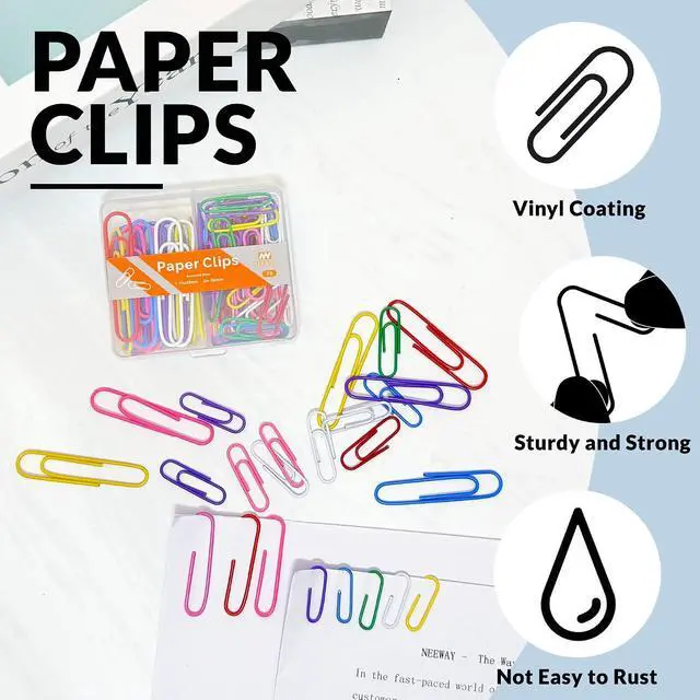 Alt view image 4 of 6 - NEEWAY Colorful Paper Clips Assorted Sizes, Small and Large Paper Clips, 70 Count (Multicolor)
