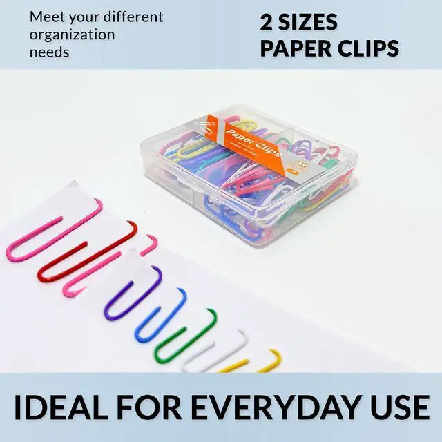 Alt view image 6 of 6 - NEEWAY Colorful Paper Clips Assorted Sizes, Small and Large Paper Clips, 70 Count (Multicolor)