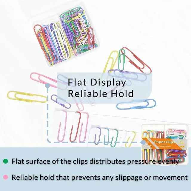 Alt view image 5 of 6 - NEEWAY Colorful Paper Clips Assorted Sizes, Small and Large Paper Clips, 70 Count (Multicolor)
