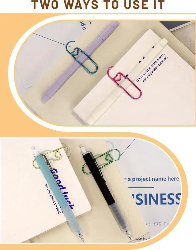 Alt view image 4 of 7 - 15 Pcs Colorful Metal Pen Clips, Pen Holder Clips for Notebook Journal and Book, Paper Clips Bookmarks for Students, Professionals, and Teachers (2.76 × 0.8 inch)