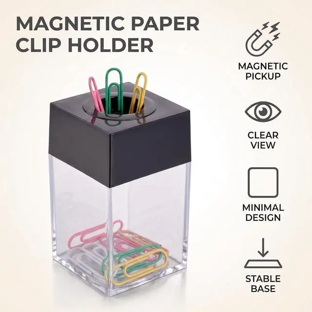 Alt view image 3 of 7 - Jowxsx Clear Paper Clip Dispenser Pushpin Storage For Case Thumbtack Dispenser Metal Pin Organizer Holder Box Paper Clip Dispenser Large For Desk Supplies Holders and Dispensers