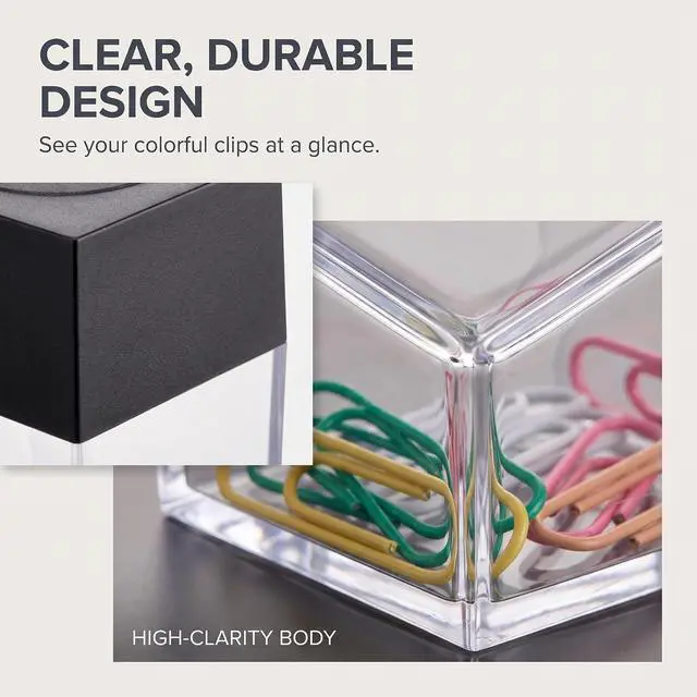 Alt view image 5 of 7 - Jowxsx Clear Paper Clip Dispenser Pushpin Storage For Case Thumbtack Dispenser Metal Pin Organizer Holder Box Paper Clip Dispenser Large For Desk Supplies Holders and Dispensers