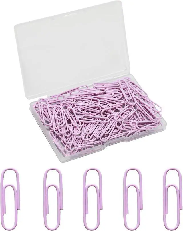 Main image of 100 Pcs Purple Paper Clips, 1.1 Inch (28mm) Colorful Paperclips | Vinyl Coated, Colored Paper Clips, Rust Proof, for Office, School, DIY, Bookmarks and Document Organization