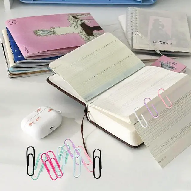 Alt view image 6 of 7 - 100 Pcs Light Blue Paper Clips, 1.1 Inch (28mm) Colorful Paperclips | Vinyl Coated, Colored Paper Clips, Rust Proof, for Office, School, DIY, Bookmarks and Document Organization