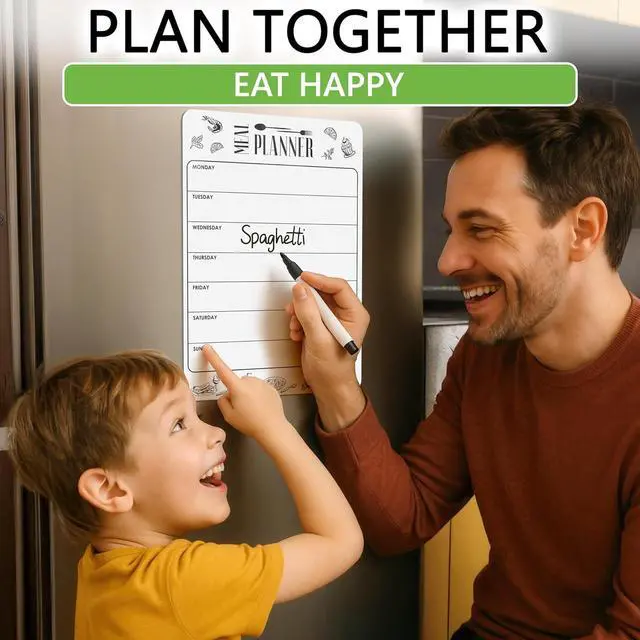 Alt view image 6 of 7 - Dry Erase Magnetic Meal Planner for Refrigerator A4 (8.5x12 inch) - Magnet Weekly Menu Board for Fridge - Magnetic Menu White Board - Fridge Meal Planner Magnet - Dinner Meal Planner Dry Erase Board