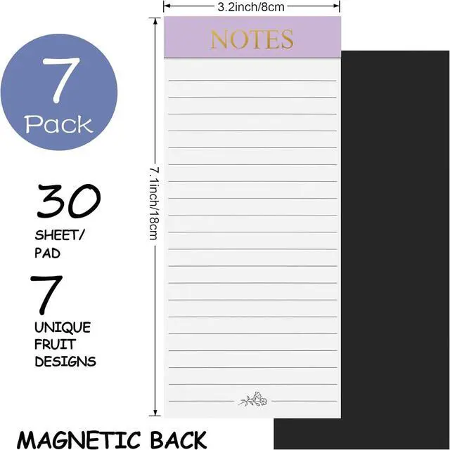 Alt view image 2 of 7 - Utron 7 Pack Magnetic Notepads for Refrigerator, Morandi Color Magnetic Grocery List Pad for Fridge, Full Magnet Back Shopping Lists, 30 Sheets Per Note Pads