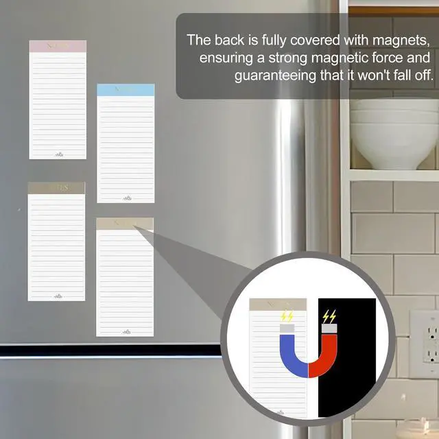 Alt view image 5 of 7 - Utron 7 Pack Magnetic Notepads for Refrigerator, Morandi Color Magnetic Grocery List Pad for Fridge, Full Magnet Back Shopping Lists, 30 Sheets Per Note Pads