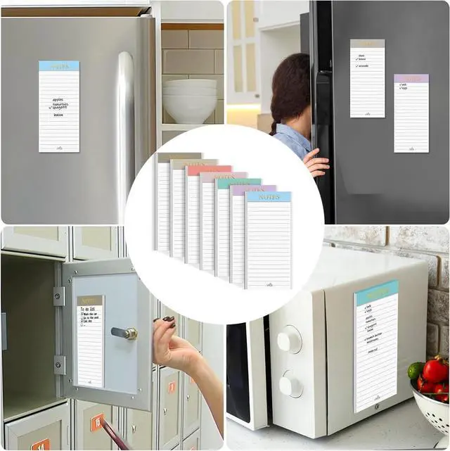 Alt view image 6 of 7 - Utron 7 Pack Magnetic Notepads for Refrigerator, Morandi Color Magnetic Grocery List Pad for Fridge, Full Magnet Back Shopping Lists, 30 Sheets Per Note Pads