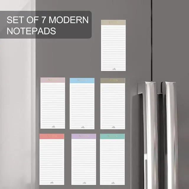 Alt view image 7 of 7 - Utron 7 Pack Magnetic Notepads for Refrigerator, Morandi Color Magnetic Grocery List Pad for Fridge, Full Magnet Back Shopping Lists, 30 Sheets Per Note Pads