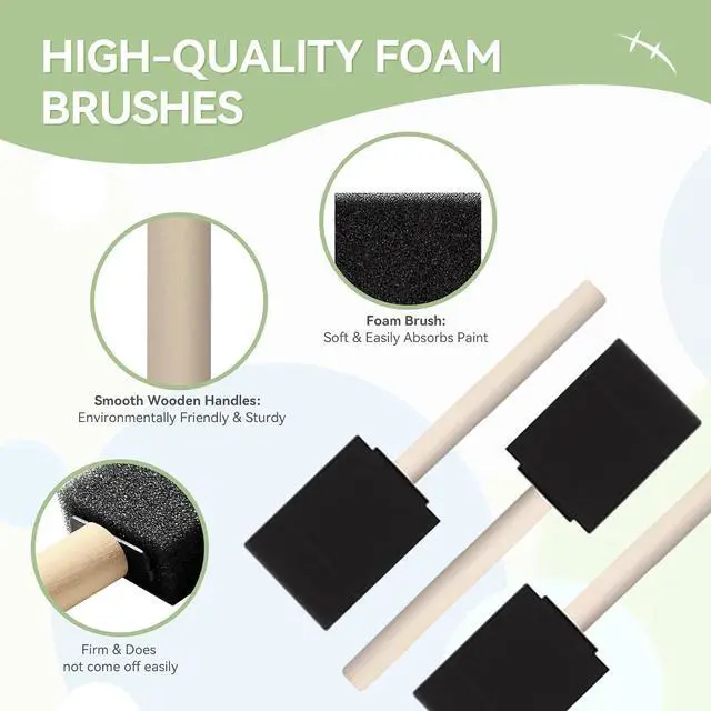 Alt view image 3 of 7 - 10 PCS Foam Paint Brushes, 1.6 Inch Sponge Brush for Painting, Staining, Varnish, Touch Up, DIY Craft Art Projects