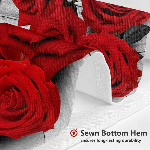 Alt view image 4 of 7 - MEHOFOND Red Rose Shower Curtain Valentine's Day Shower Curtain for Bathroom Romantic Red Rose Black Plank Bathtub Home Decor Fabric Waterproof Washable Bath Curtain 72x72 Inch