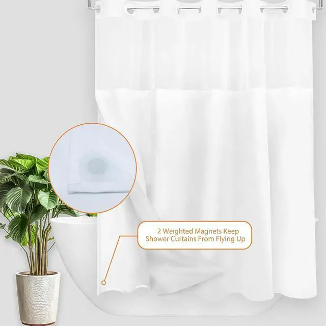 Alt view image 4 of 7 - Tititex Fabric Snap-in Replacement Shower Curtain Liner 68x49 Inch Waterproof Removable with Magnets (Fits 71x71 Inch Bath Curtain), White