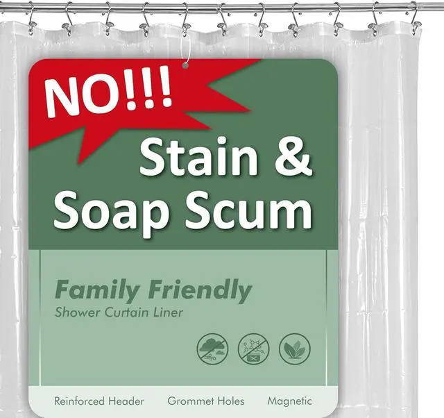 Alt view image 2 of 7 - Barossa Design Premium Shower Curtain Liner Standard Size, Clear | Oeko-tex Certified, Rustproof Grommets, 3 Bottom Magnets, Waterproof PEVA, Cute Lightweight Bathroom Curtain